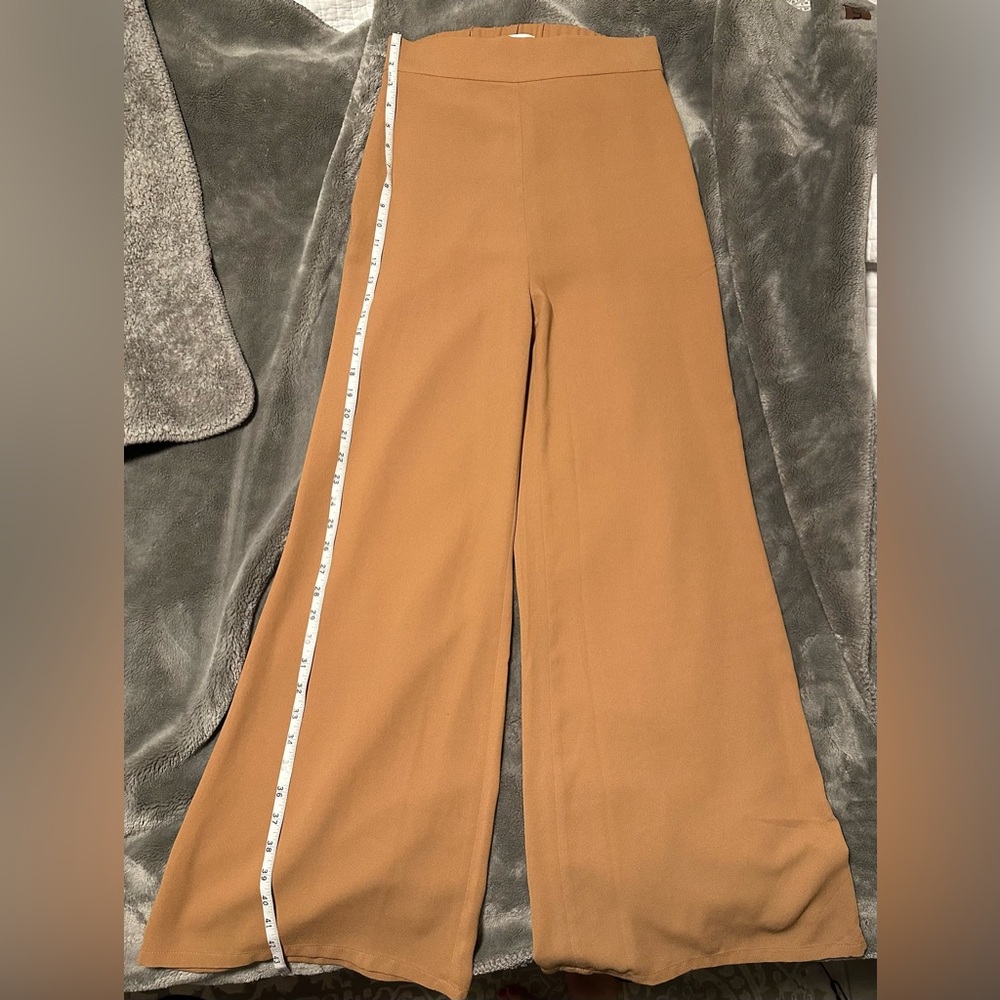 Leith Tan Wide-Leg Trousers